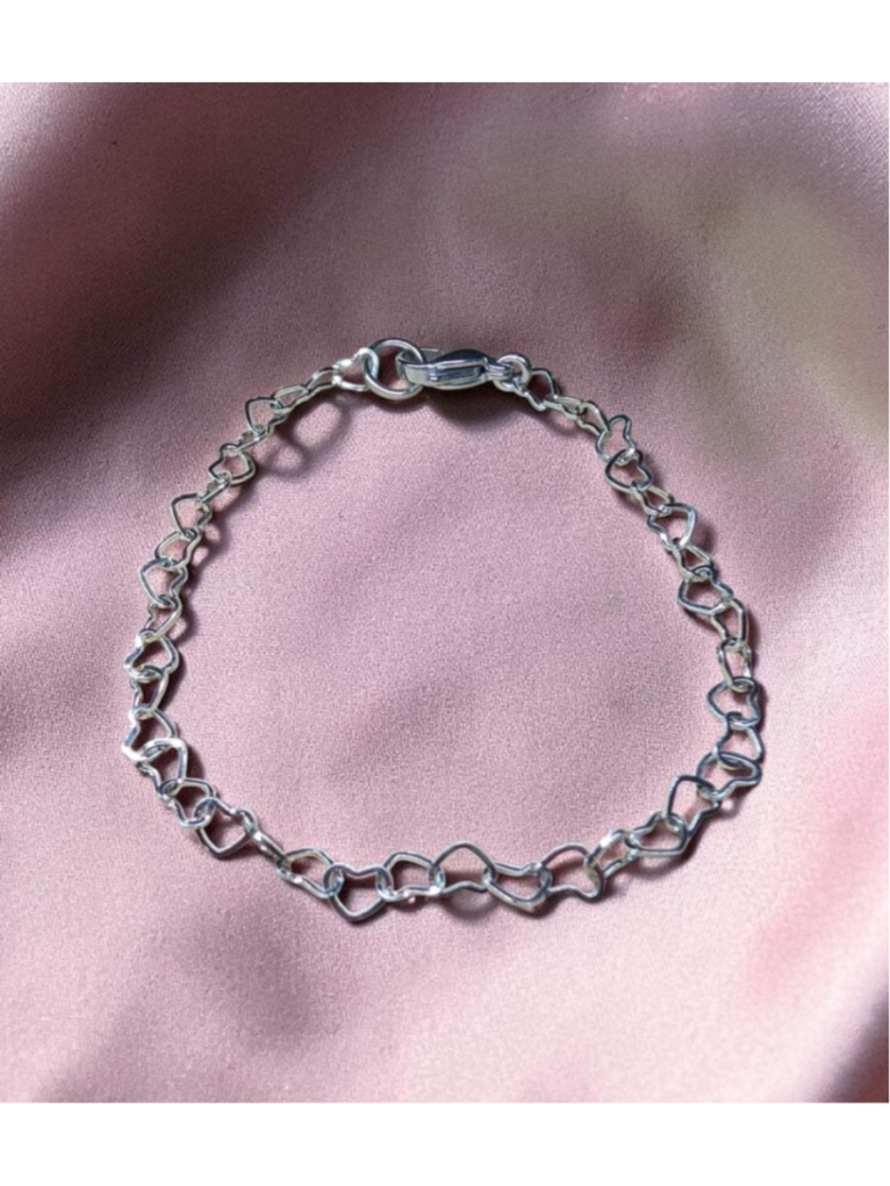 Stainless Steel Heart Chain Bracelet Dainty Heart Link 7"